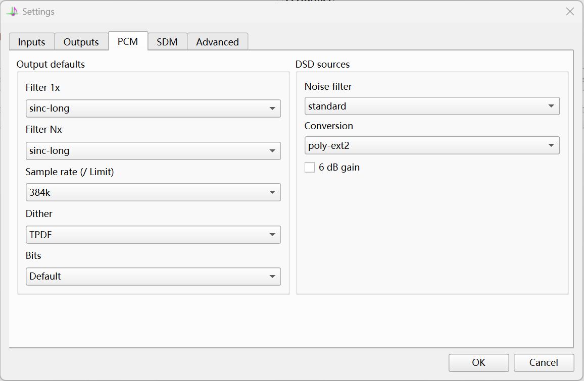 HQPlayer PCM 设置页